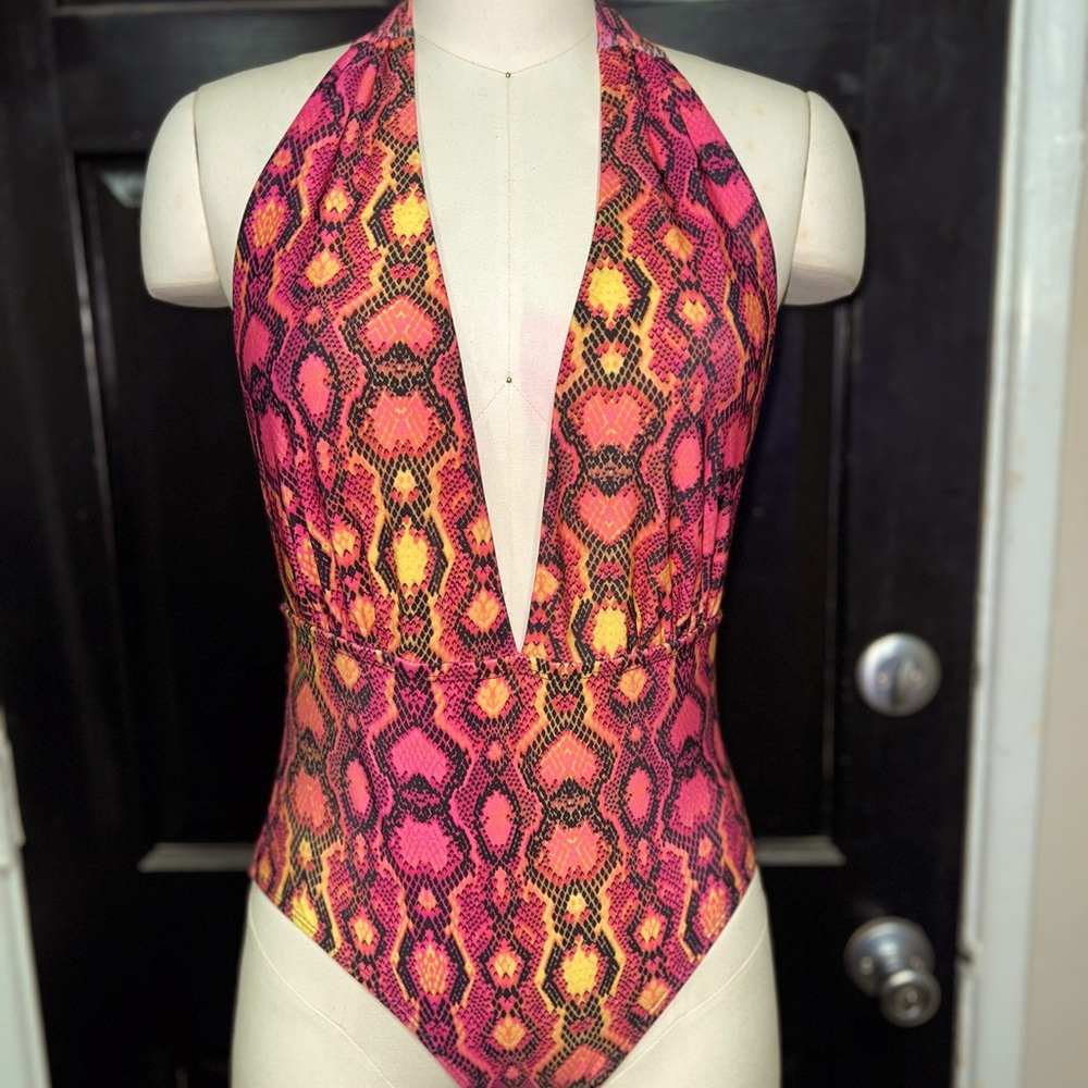 Snakeprint Halter Top Swimsuit